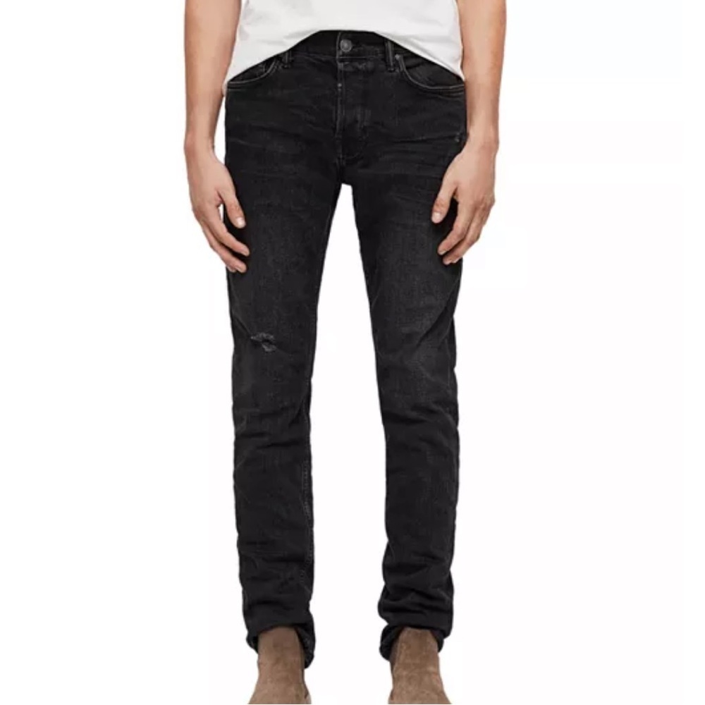 ALLSAINTS Rex Modern Slim Distressed Black‎ Faded Washed 36